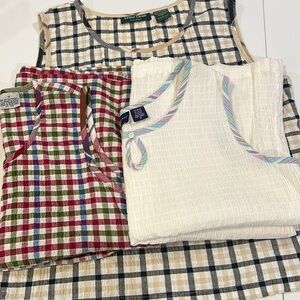 Vintage - cottage tank bundle, granny cotton tanks L/XL